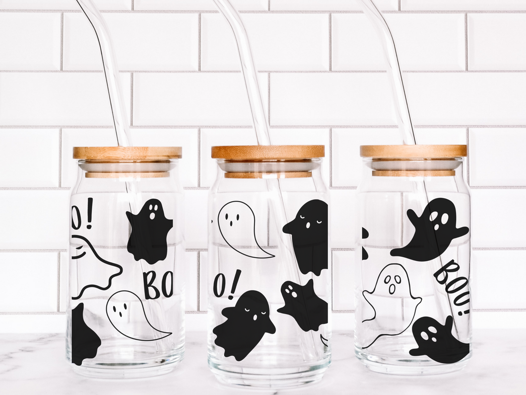 Boo Ghost Wrap Libbey Glass Can