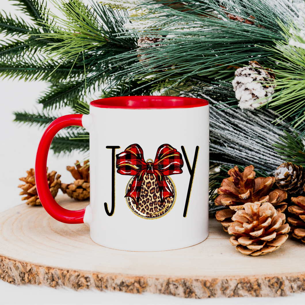 JOY Coffee Mug - Leopard/Buffalo Plaid