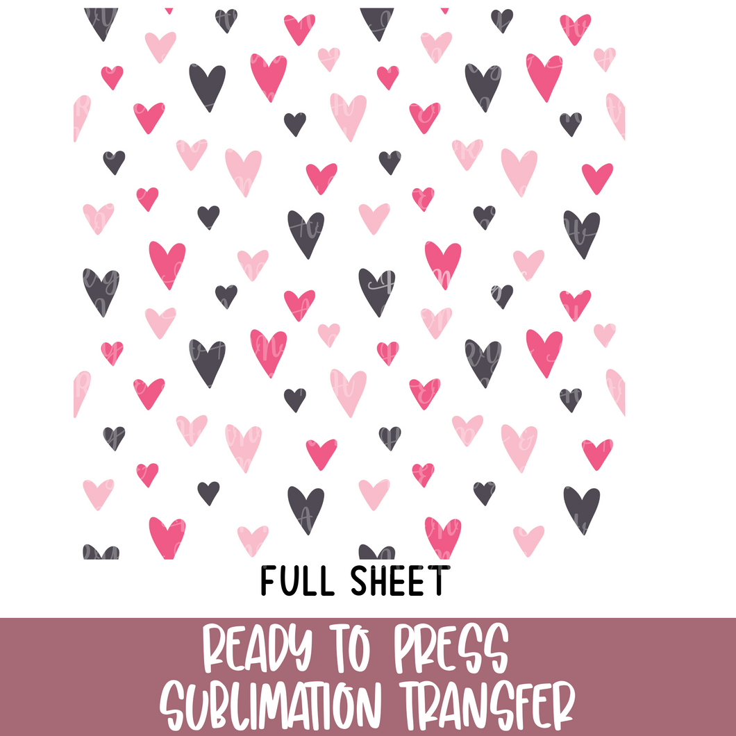 Simple Hearts Full Sheet - Sublimation Ready to Press