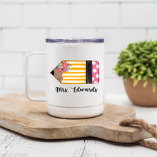 Load image into Gallery viewer, Personalized Teacher Pencil Coffee Mug
