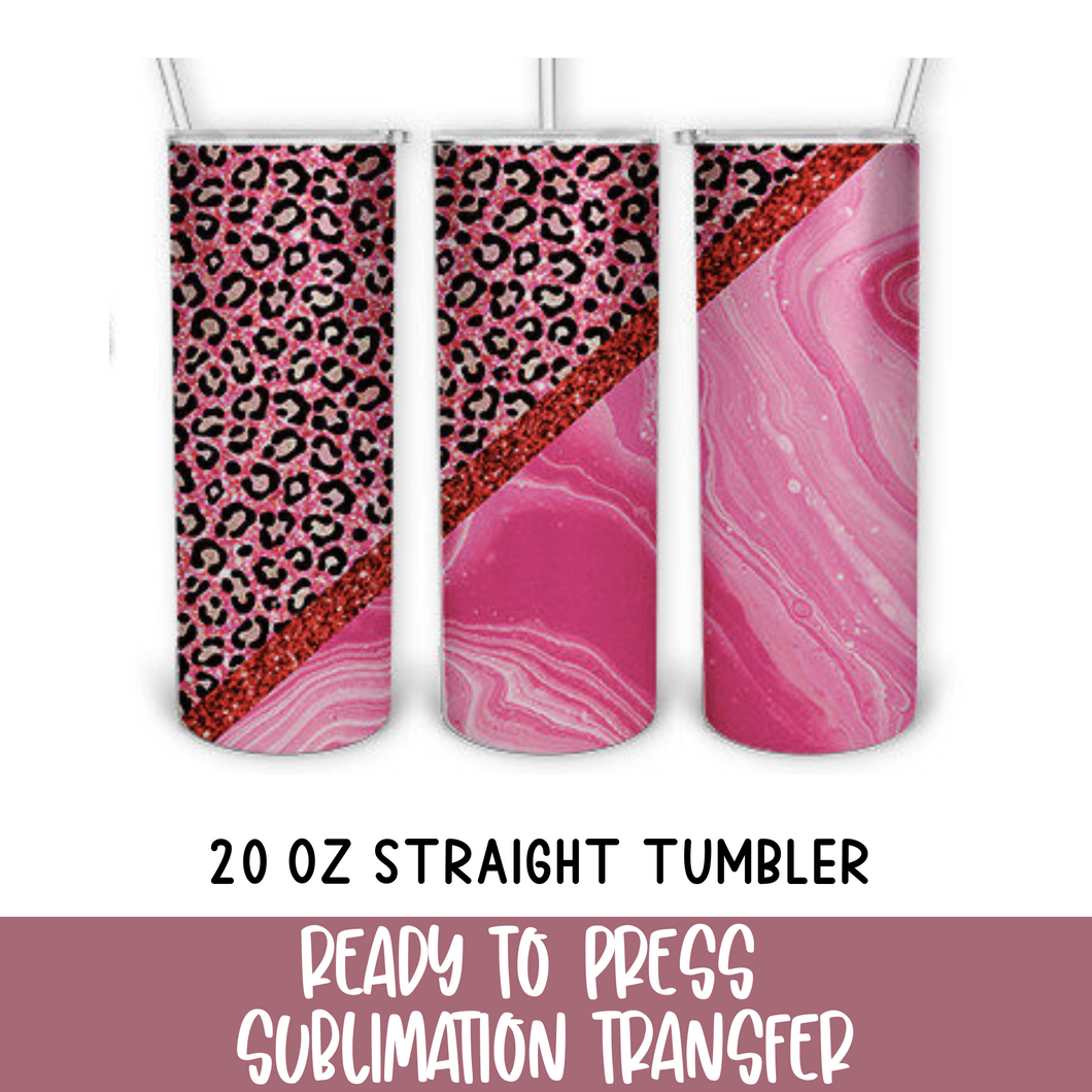 Pink Leopard Striped with Paint - 20 oz Tumbler Ready to Press