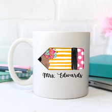 Load image into Gallery viewer, Personalized Teacher Pencil Coffee Mug
