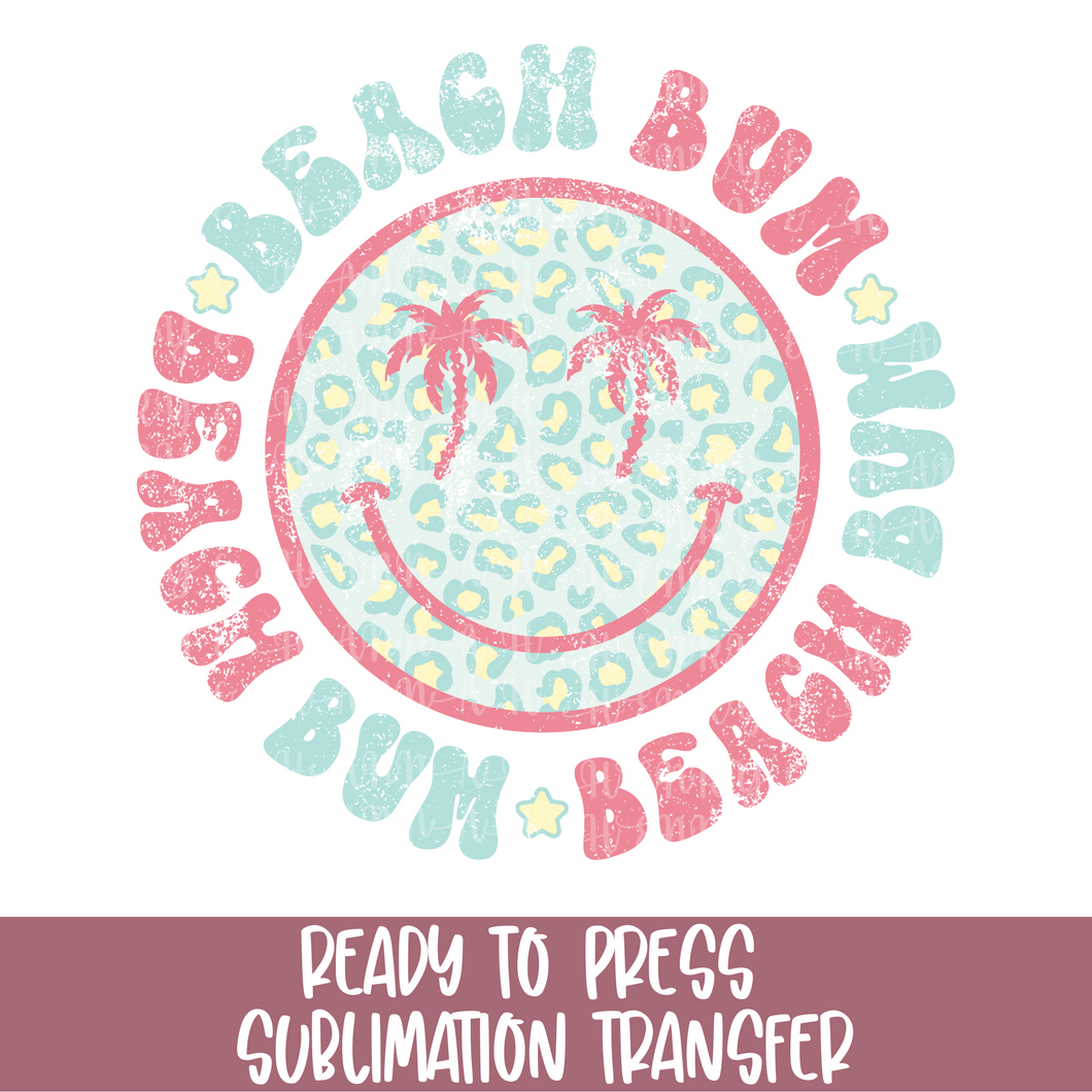 Beach Bum Smiley Face - Sublimation Ready to Press