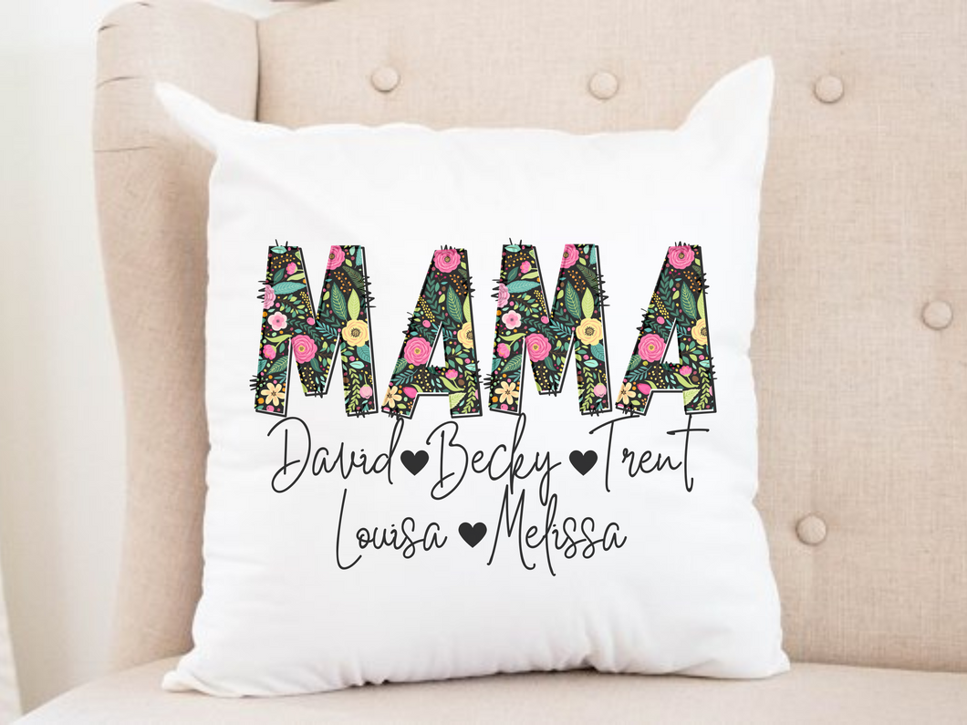 Dark Floral Mama Pillow Case with Names