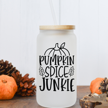 Load image into Gallery viewer, Pumpkin Spice Junkie Libbey Glass Can
