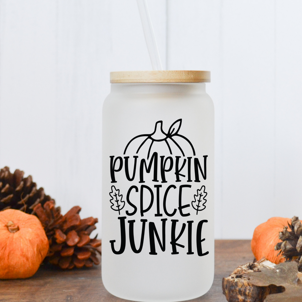 Pumpkin Spice Junkie Libbey Glass Can