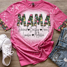Load image into Gallery viewer, Mothers Day Dark Floral Name T-shirt with Names Only
