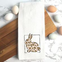 Load image into Gallery viewer, Square Leopard Bunny Kitchen Tea Towel
