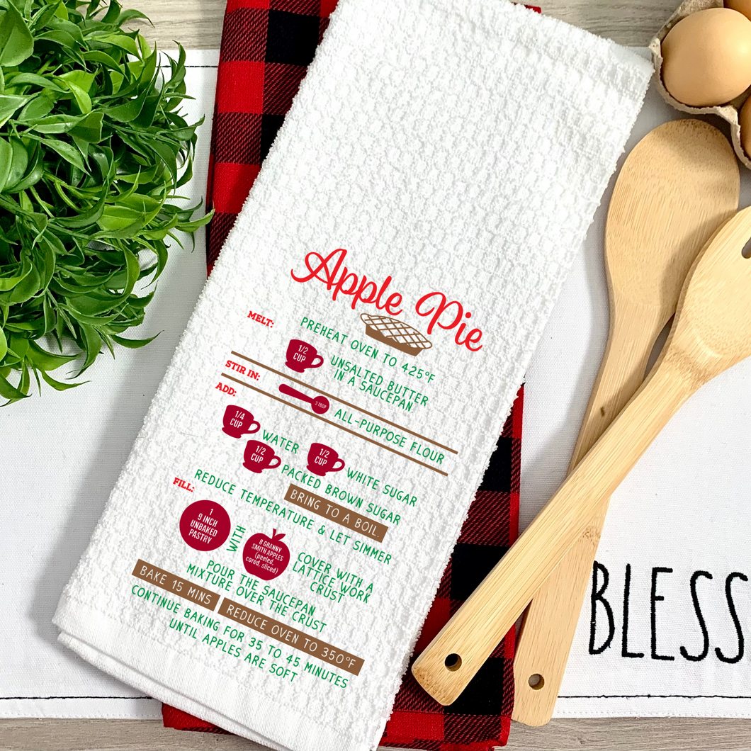 Apple Pie Recipe Kitchen Tea Towel