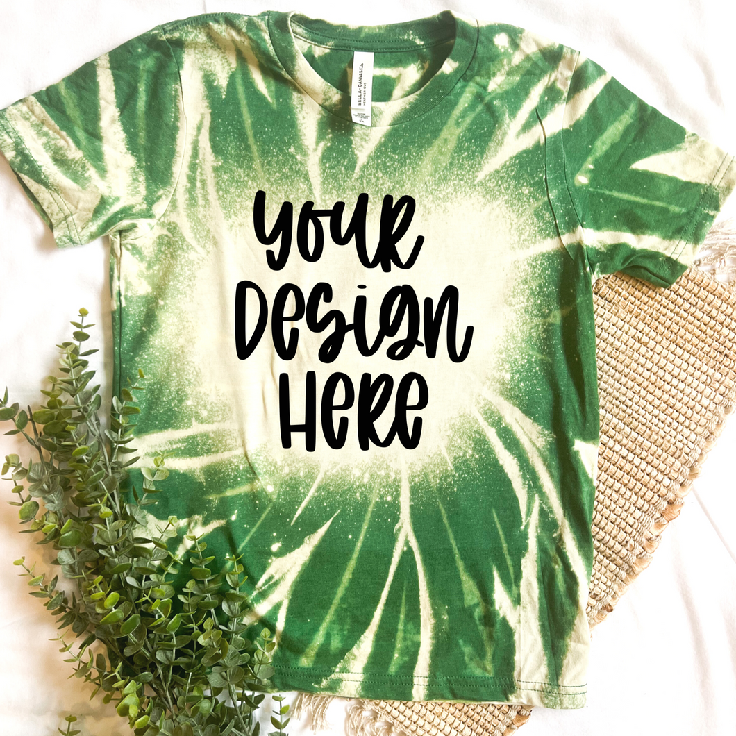 Youth Green Bleached Tee Mock Up