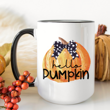 Load image into Gallery viewer, Hello Pumpkin Plaid Bow Coffee Mug
